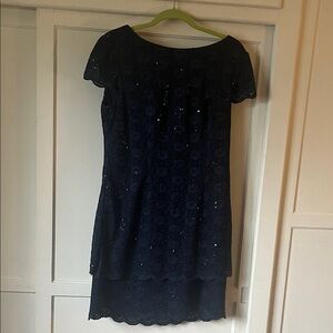 Elegant Navy Lace Dress